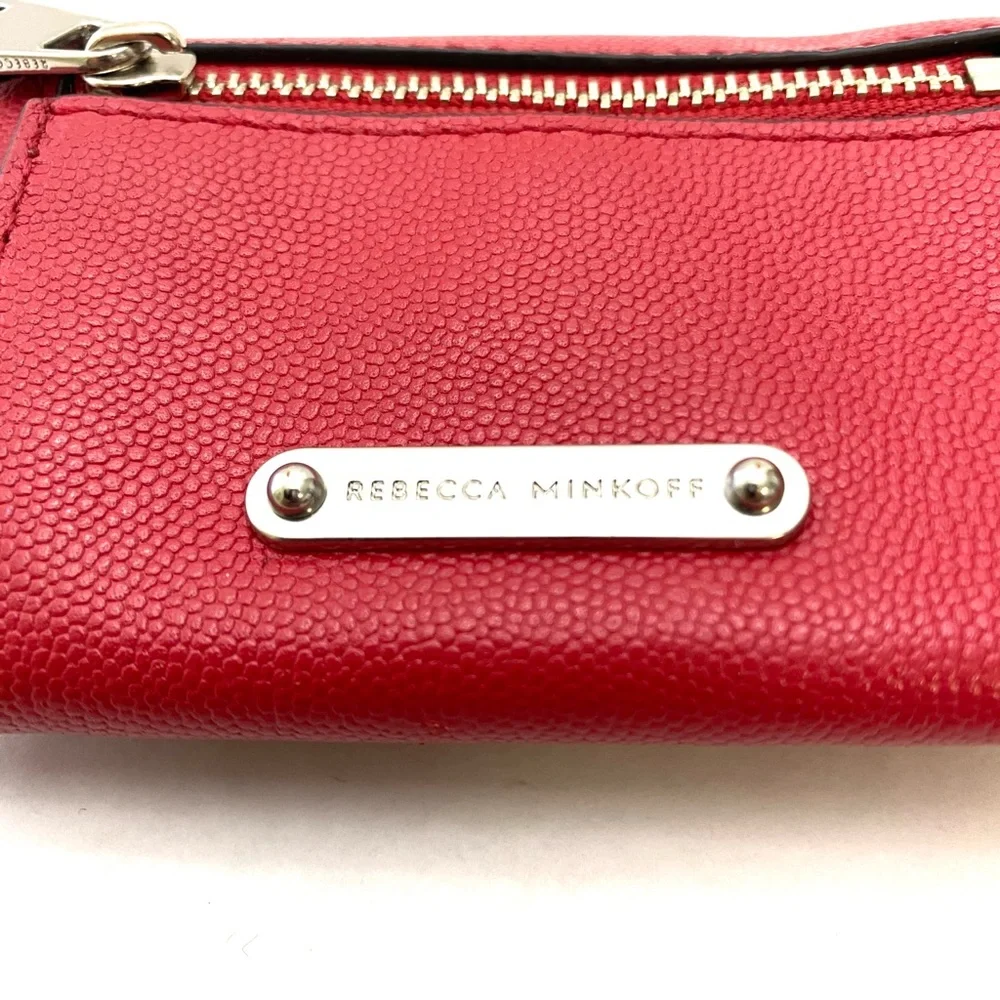 Rebecca Minkoff Red Pebble Grain Leather Bi-fold Key Ring Holder